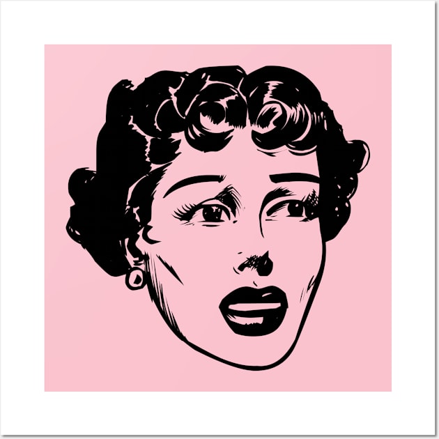 Retro Woman Face Wall Art by CasualTeesOfFashion